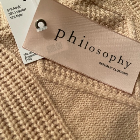 Philosophy Sweater Large Beige Cable Net NWT - Picture 9 of 14